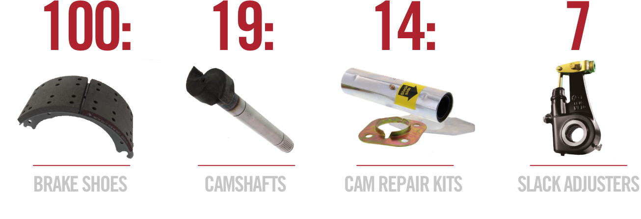 100: Brake Shoes 19: Cam Shafts 14: Cam Repair Parts 7 Slack Adjusters